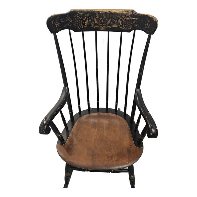 Vintage Ebonized Hitchock Rocking Chair For Sale