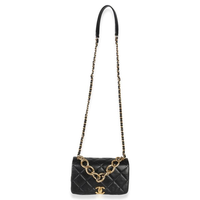 Animal Skin Black Quilted Lambskin Small Colour Match Flap Bag For Sale - Image 7 of 9