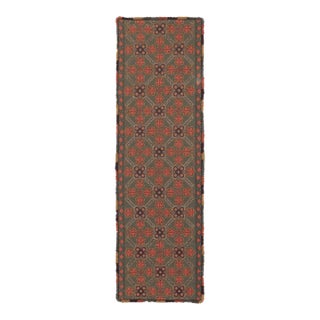 Antique Swedish Folk Tapestry With Geometric Design in Green & Red - Rug & Kilim For Sale