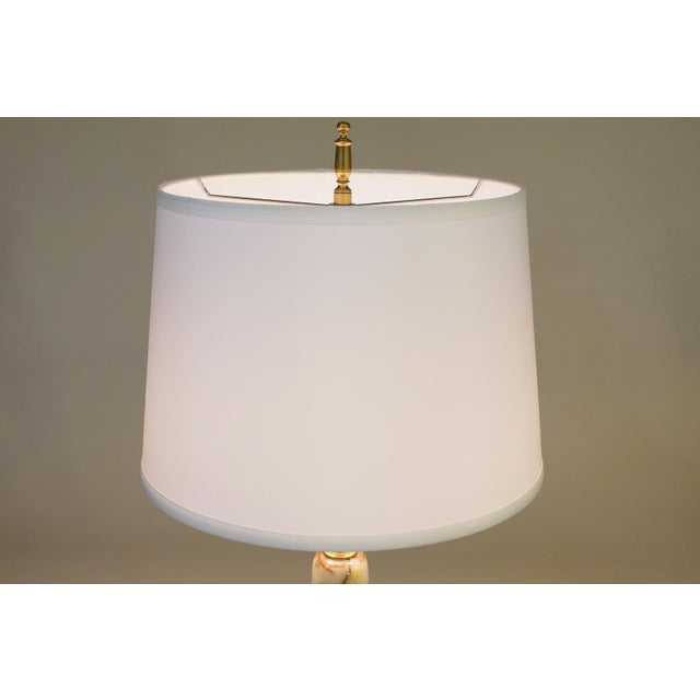Brass 1930s French Art Deco Neoclassic Green Banded Onyx Marble Bronze/Brass Table Lamp For Sale - Image 8 of 10