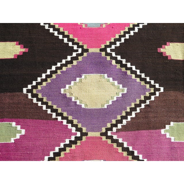 Textile Mid 20th Century Magenta & Brown Vintage 60's Turkish Handwoven Boho Runner Rug For Sale - Image 7 of 11