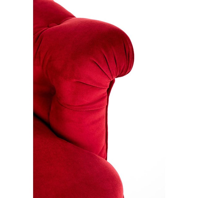 French Velvet Button Back Armchair For Sale - Image 6 of 11