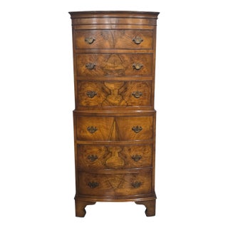 Small Queen Anne Burr Walnut Chest on Chest of Drawers, 1920 For Sale