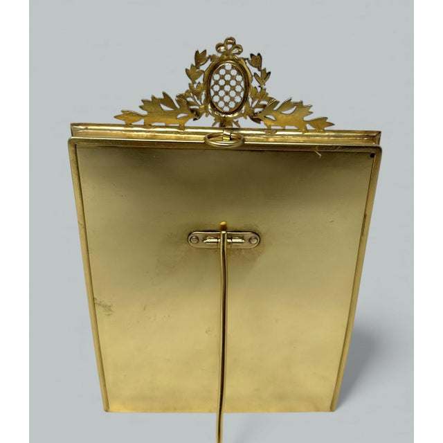 Antique French Bronze Dore Ormolu Portrait Photo Photograph Picture Frame Silk For Sale - Image 6 of 7