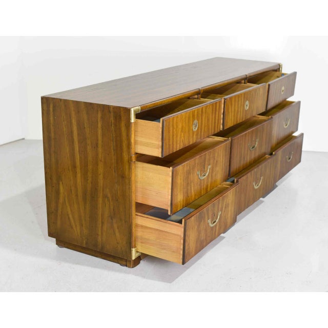 1970s Campaign Style 9 Drawer Dresser Accolade Collection by Drexel Furniture For Sale - Image 9 of 16