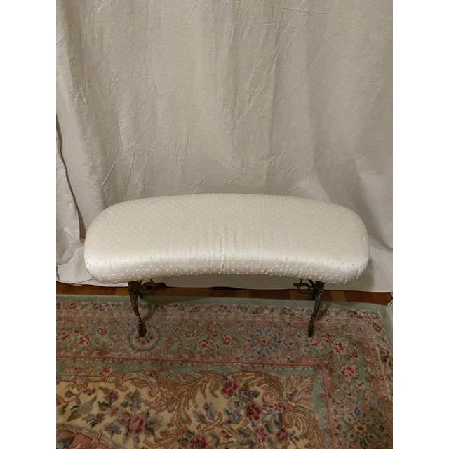 Mid-Century Modern Mid-Century French Hollywood Regency Upholstered Bench For Sale - Image 3 of 8