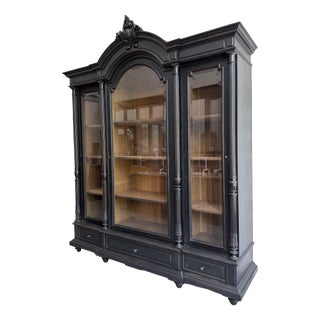 Large Napoleon III Bookcase in Wood and Glass For Sale