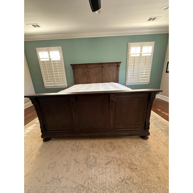 Restoration Hardware Cal King Headboard and Footboard From Restoration Hardware St James Panel Bed. Color - Antiqued Coffee Mattress and Adjustable Bed Base Not Included. For Sale - Image 4 of 7