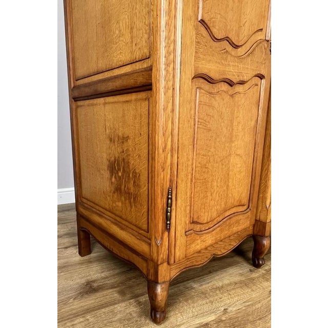 Vintage French Louis XVI Style Carved Oak 4-Door Wardrobe For Sale - Image 11 of 14