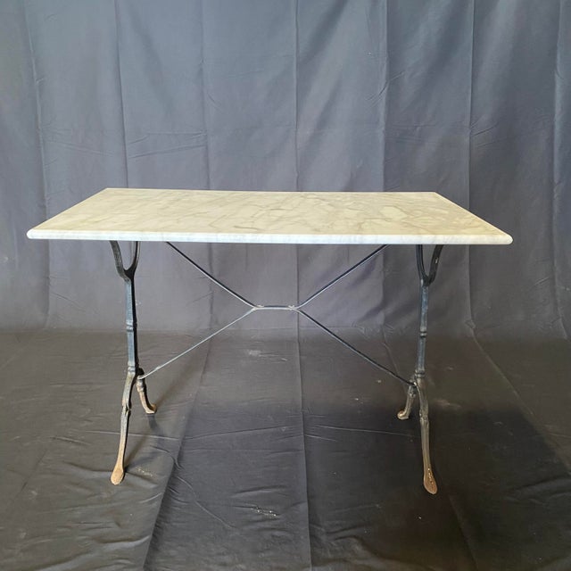Antique French Marble Top Cafe or Bistro Table With Cast Iron Base For Sale - Image 4 of 15