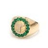 Natural 0.89 cts zambian emerald & 0.06 cts diamond T letter ring in 14k gold For Sale - Image 16 of 18