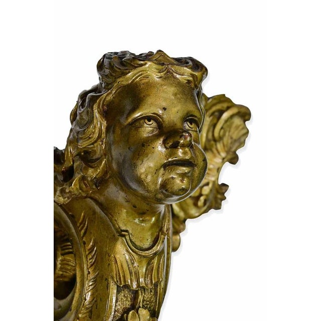 Antique Hand-Carved Giltwood Cherub Wall Bracket For Sale - Image 3 of 5