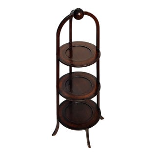 Antique Plate or Plant 3 Tiered Stand With Inlay For Sale