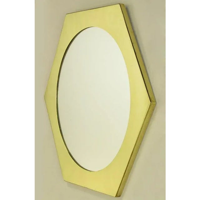 Mid-Century Modern La Barge Hexagonal Solid Brass Frame Mirror. For Sale - Image 3 of 7
