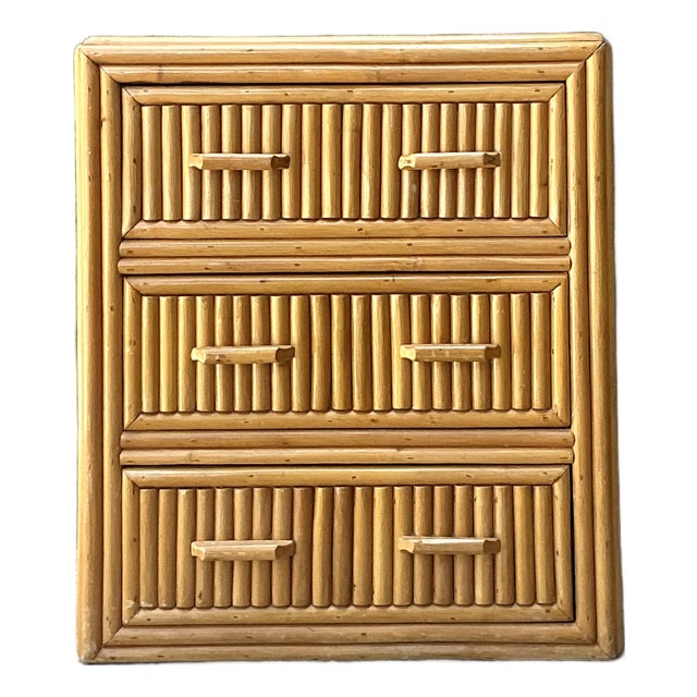 Vintage Stacked Rattan Chest of Drawers For Sale