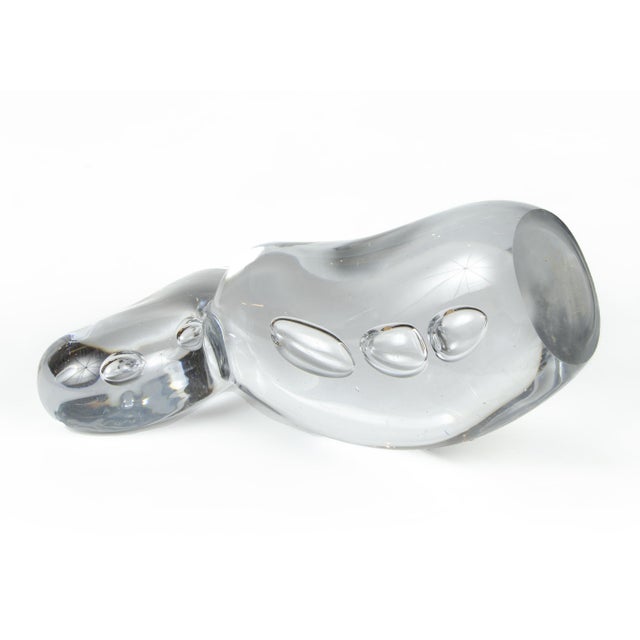 Transparent Late 20th Century Clear Hand-Blown Glass Modern Abstract Sculpture With Trapped Bubbles, Poland For Sale - Image 8 of 9