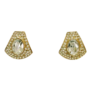1970s Vintage Givenchy Brilliant Sparkling Crystal Earrings, 2 Pieces