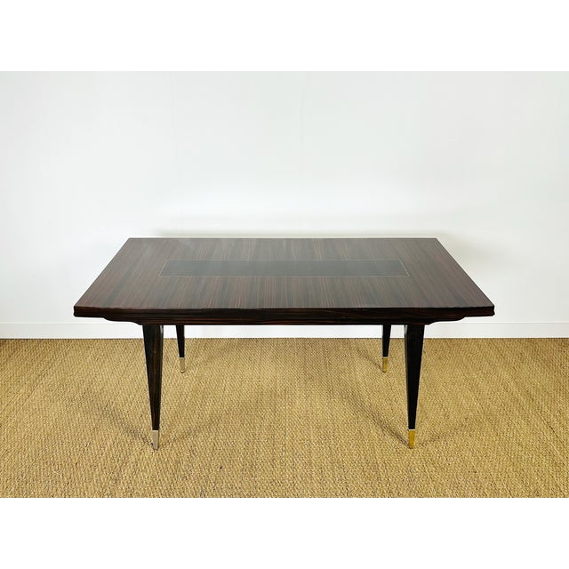 Art Deco Macassar Ebony Extendable Dining Table, France, 1940s For Sale - Image 15 of 17