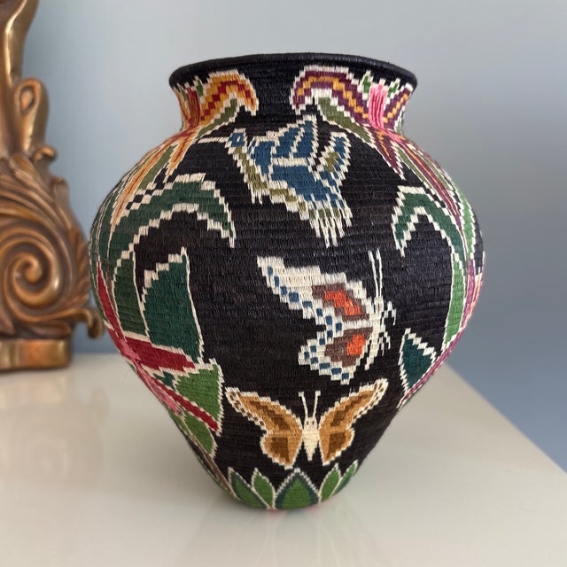 Stunning and colorful woven Wounaan Rainforest Basket. Hand woven from the finest palm fibers, one of a kind and in...