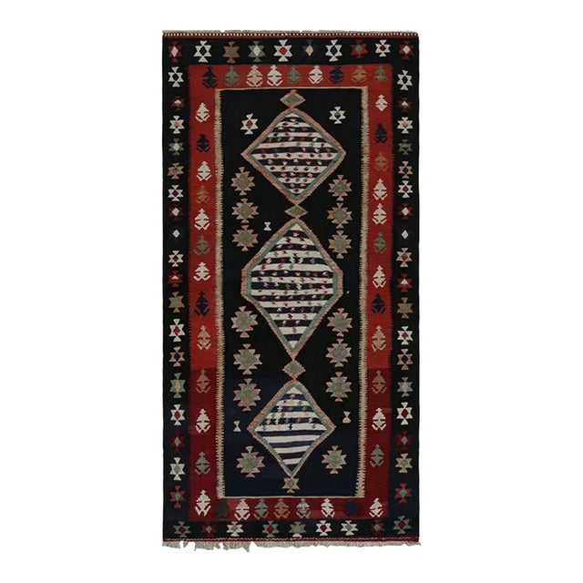 Rug & Kilim’s Afghan Tribal Kilim in Blue With Medallions and Geometric Patterns For Sale