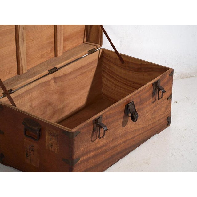 Antique Japanese Trunk in Wood For Sale - Image 4 of 11
