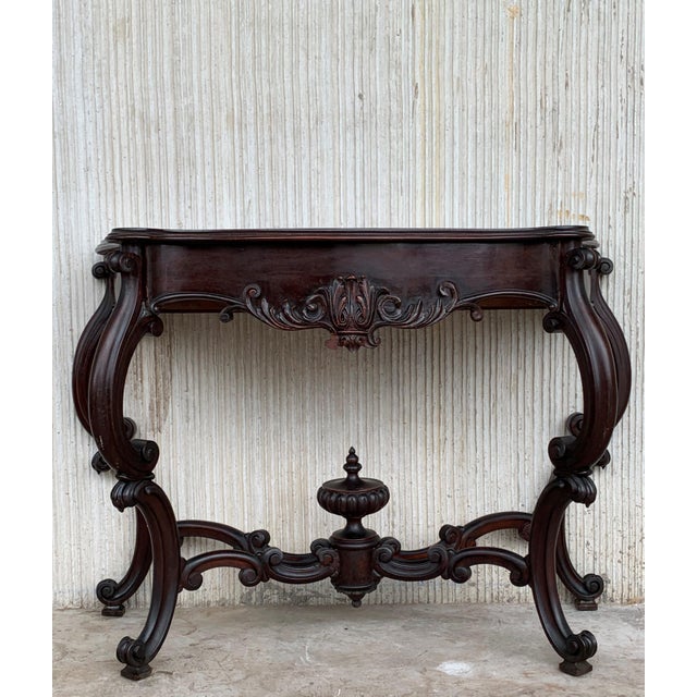1900 - 1909 20th Century French Regency Carved Walnut Console Table With Drawer For Sale - Image 5 of 8
