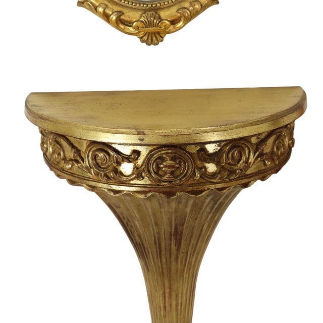 Gold Gilded Baroque Style Mirror with Console, 1960s, Set of 2 For Sale - Image 8 of 18