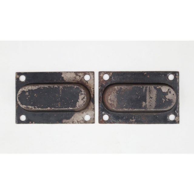 Vintage steel rectangular recessed window sash lifts with a distressed finish. The original mounting screws are not...