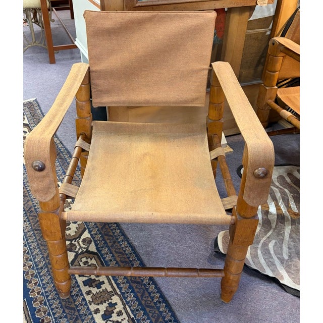 Mid 20th Century Mid Century Wood and Canvas Safari Chairs For Sale - Image 5 of 9