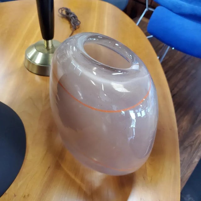Mid-Century Modern Vintage 1980s Henry Dean Mid-Century Modern Mouthblown Decorative Glass Vessel, Belgium For Sale - Image 3 of 13