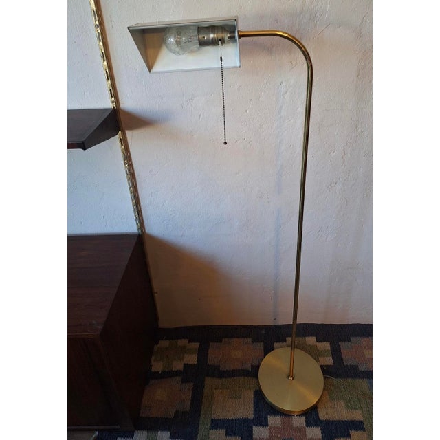 Mid-Century Modern Mid-Century Modern Brass Bankers Adjustable Floor Lamp, 1970s For Sale - Image 3 of 11