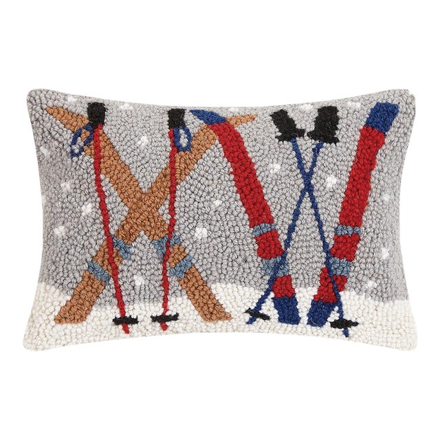 Ski Set Hook Pillow 8" x 12" For Sale