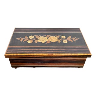 Italian Sorrento Exotic Wood Jewelry Music Box, C. 1960s For Sale
