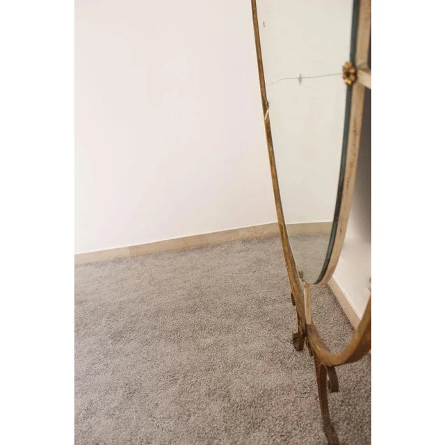 Metal Art Deco Oval Mirror in Brass, Italy, 1940s For Sale - Image 7 of 11