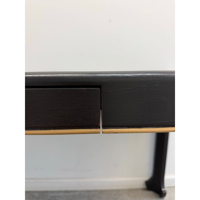 Hickory White Modern Black Lacquer Console Desk With Brass Trim and Drawer For Sale In Nashville - Image 6 of 12