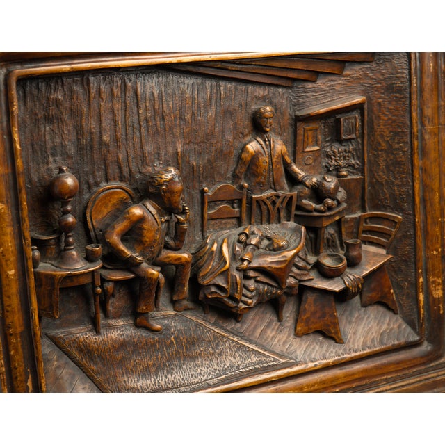 Rustic Black Forest Carved Wood High-Relief Plaque / Panel For Sale - Image 3 of 7