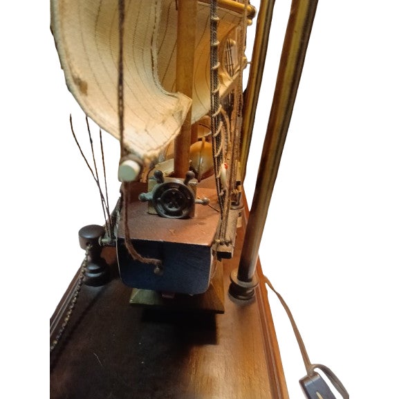 Rare Vintage Collectable Table Electric Ship Lamp Antique Bell Shape Shades For Sale In Dallas - Image 6 of 7