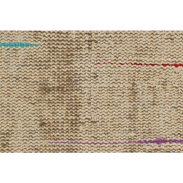 Mid-Century Modern Vintage Zeki Müren Rug in Beige With Colorful Geometric Pattern From Rug & Kilim For Sale - Image 3 of 7