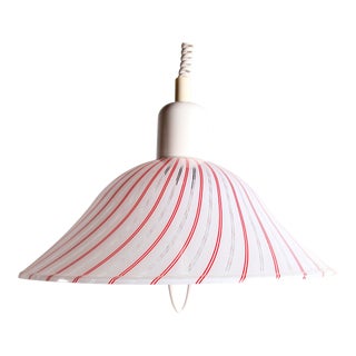 Vintage 1980's Red & White Swirl Pull Down Ceiling Light For Sale