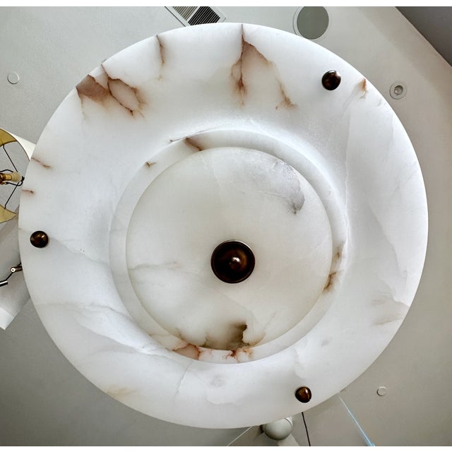 Alabaster Large French Directoire Style Alabaster Pendant Chandelier For Sale - Image 8 of 17