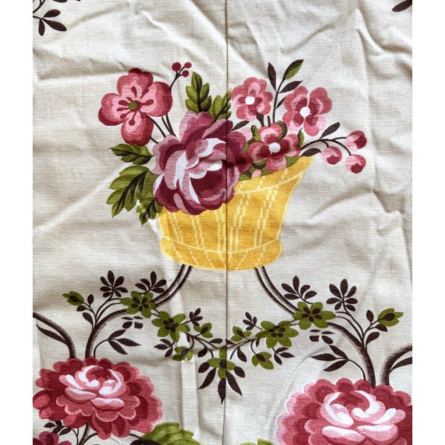 Custom Floral Pinch Pleat Drapery 72x96 Lined Interlined Estate Quality Pair For Sale - Image 4 of 9