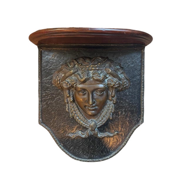Traditional Early 20th Century Pair of Bronze & Iron Versace Style Medusa Corbels For Sale - Image 3 of 6