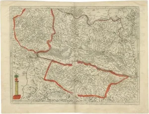 Antique Map of Alsace in France by Hondius, 1630s