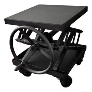 Vintage Solid Steel Scissor Lift Table From Restoration Hardware For Sale