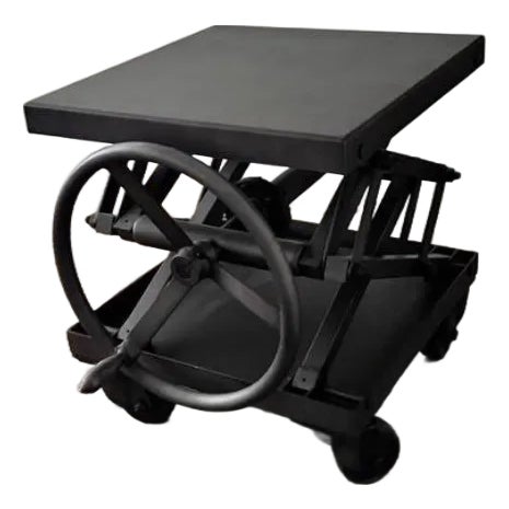 Vintage Solid Steel Scissor Lift Table From Restoration Hardware For Sale