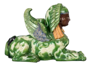 Antique French Majolica Winged Sphinx Candlestick
