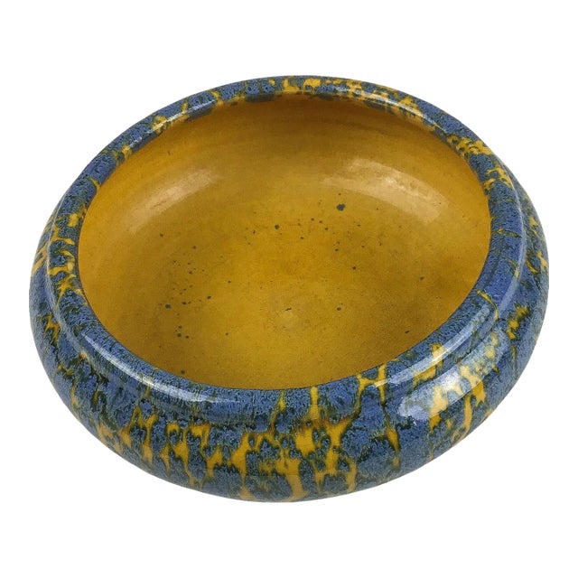 Vintage Artisan Ceramic Fruit Bowl For Sale
