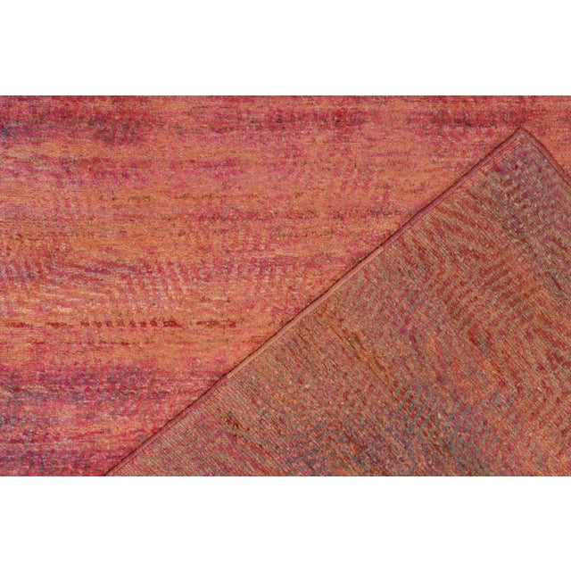 Rug & Kilim’s Hand-Knotted Silk Rug in Pink, Orange, Purple Striae Patterns For Sale In New York - Image 6 of 7
