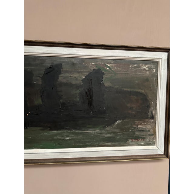 Jonne Bergström, Dark Abstract, 1950s, Oil on Canvas, Framed For Sale - Image 8 of 17