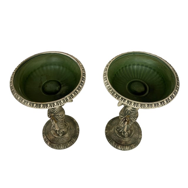 French Country Vintage Rare Grecian Pedestal Planter by Napcoware - A Pair For Sale - Image 3 of 6